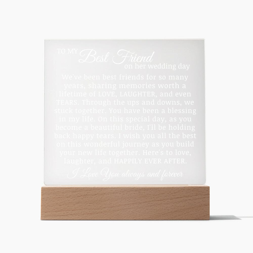 To My Best Friend on Her Wedding Day, Bride Plaque