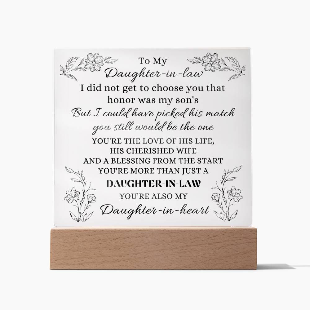 To My Daughter In Law Gift, Acrylic Square Plaque, From Mother In Law, Unique Gift Idea, Heartfelt Message for Her
