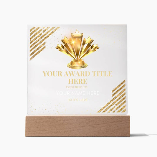 Customized Awards Acrylic Plaque, Company Business Awards for Employees Staffs Colleagues Coworkers, Unique Personalized Gift for Women and Men, Wooden Base or LED Base