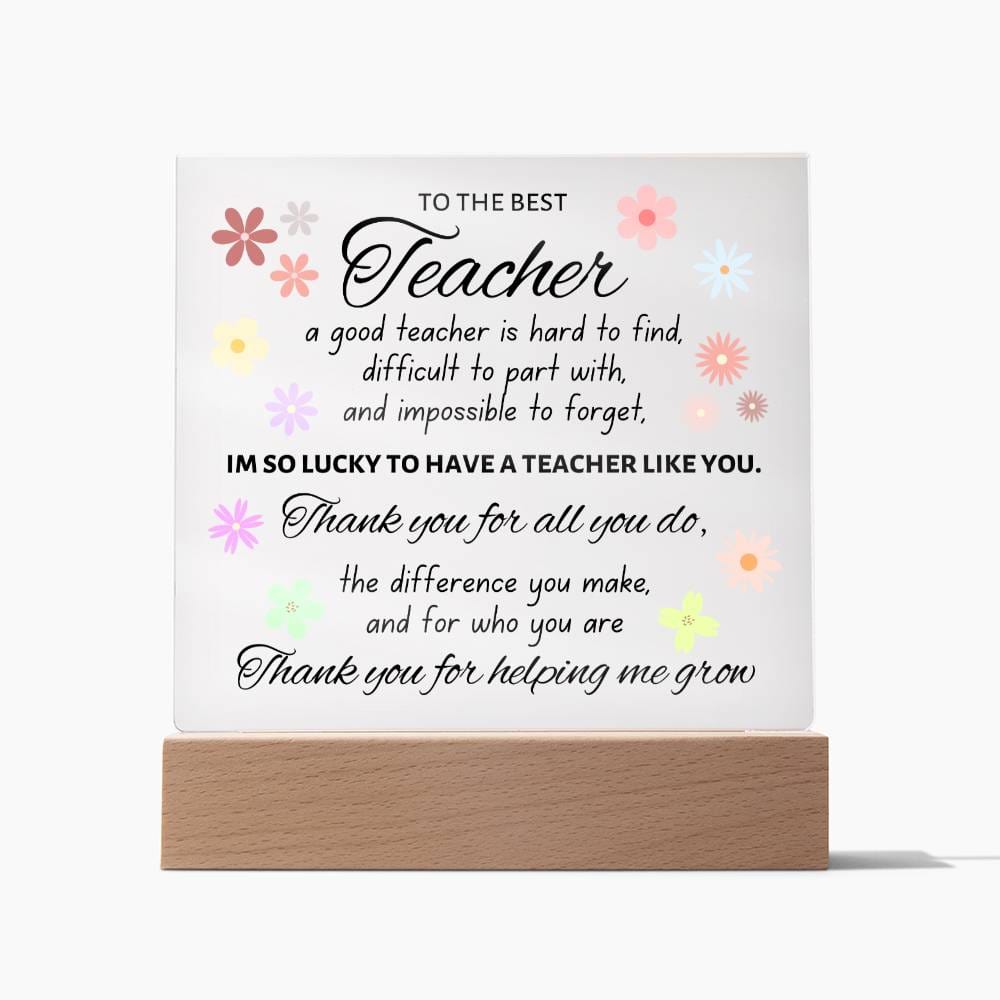 To The Best Teacher, Acrylic Square Plaque, Teacher Appreciation Day Present for Men or Women, Thank You Gift For Favorite Teacher