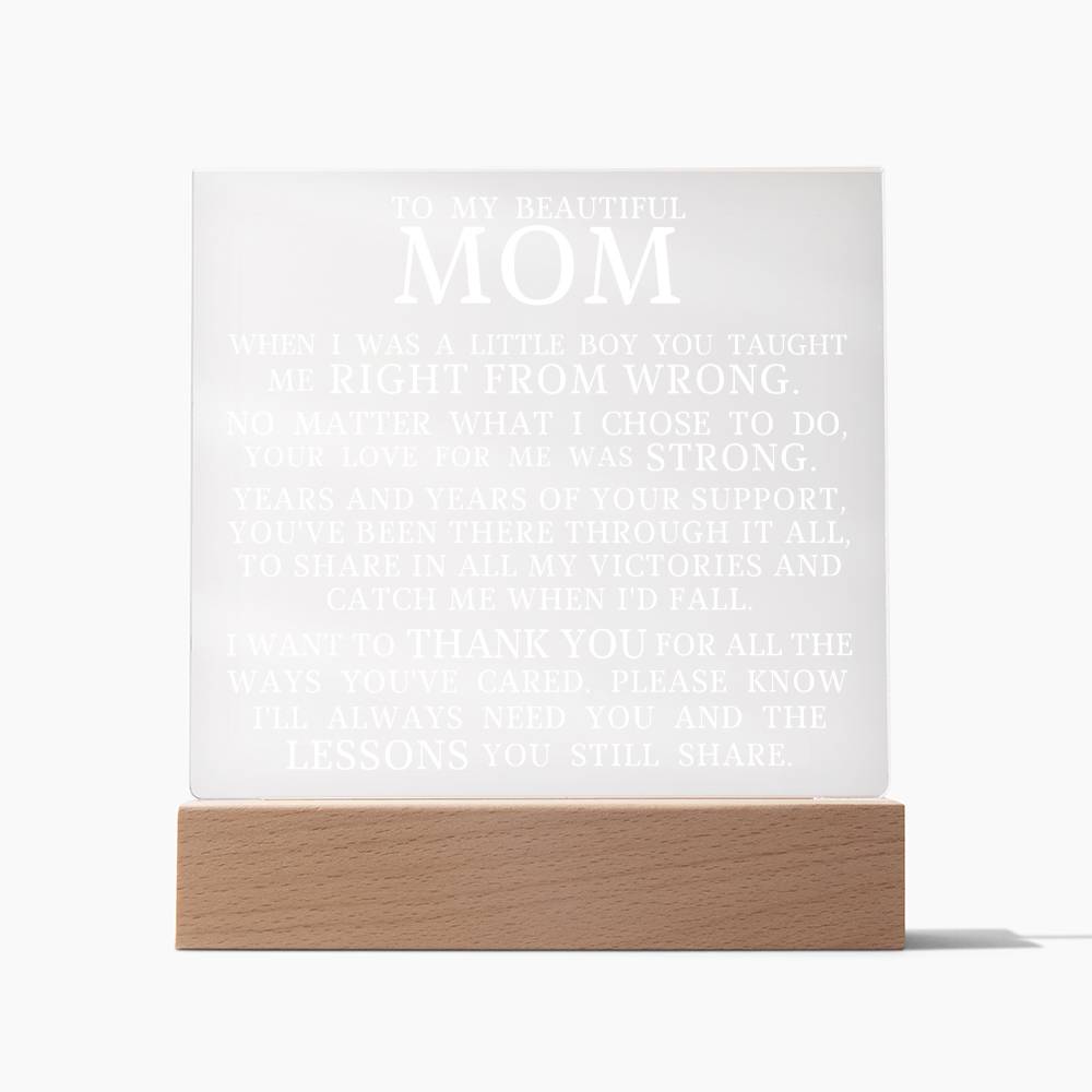 To My Beautiful Mom, Acrylic Plaque