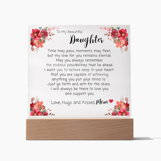 To My Beautiful Daughter Acrylic Plaque, Daughter Gift From Mom, Unique Inspirational Sentimental Gift for Her, Birthday Present Ideas, Home Decor