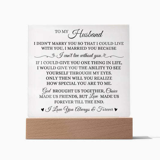 To My Husband "God Brought Us Together" Acrylic Plaque