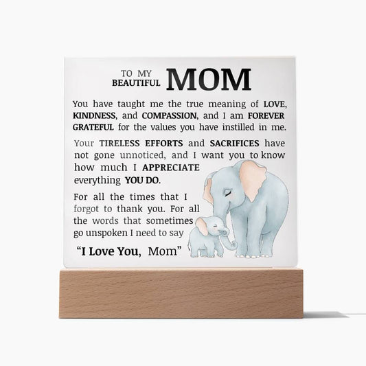 To My Beautiful Mom, Acrylic Plaque