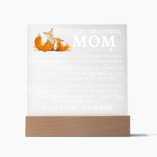 To My Beautiful Mom, Acrylic Plaque, To Mom from Son
