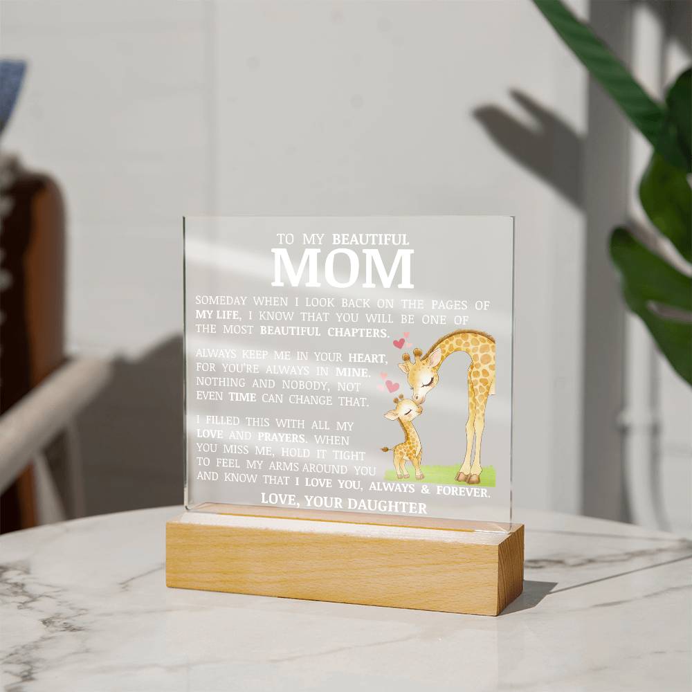 To My Beautiful Mom, Acrylic Plaque