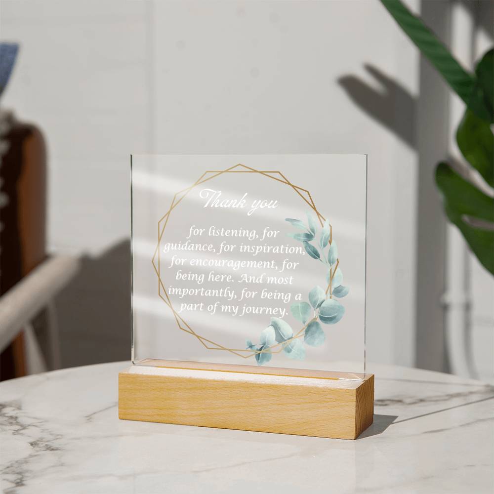Thank You Appreciation Gift, Acrylic Square Plaque