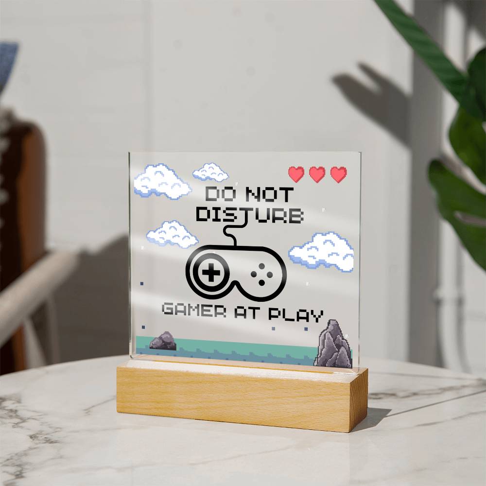 Do Not Disturb Gamer, Acrylic Plaque, Gift for Gamer Boyfriend Girlfriend Men Women, Unique Personalized Gift for Son Daughter Game Addicts, Wooden Base or LED Base