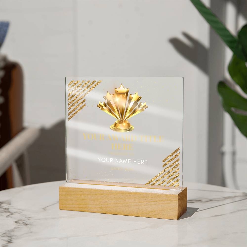 Customized Awards Acrylic Plaque, Company Business Awards for Employees Staffs Colleagues Coworkers, Unique Personalized Gift for Women and Men, Wooden Base or LED Base