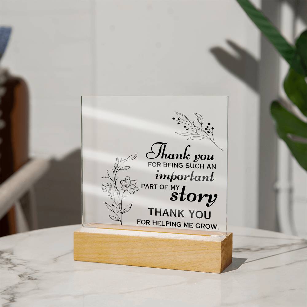 Thank You Gift, Appreciation For His or Her Help, Acrylic Square Plaque, Gift for Men or Women