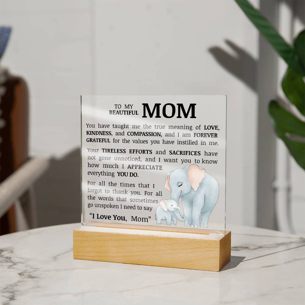 To My Beautiful Mom, Acrylic Plaque