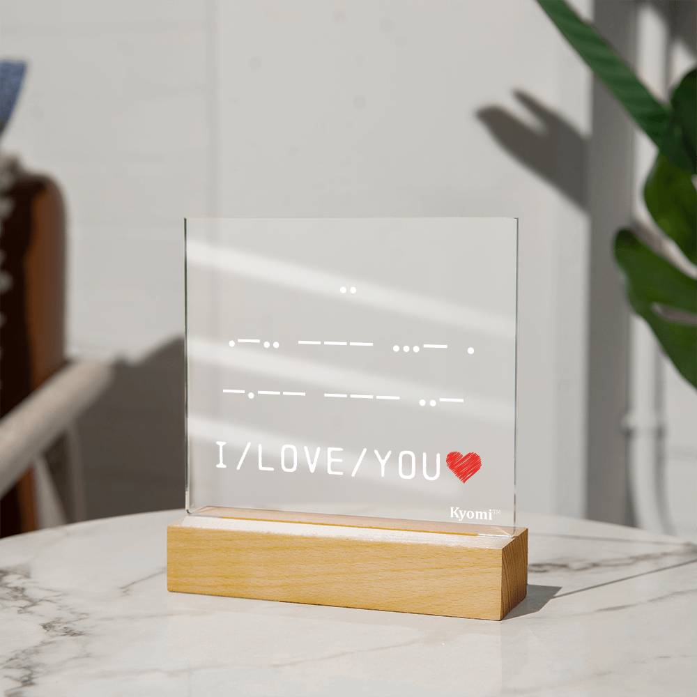 I Love You Morse Code Acrylic Plaque