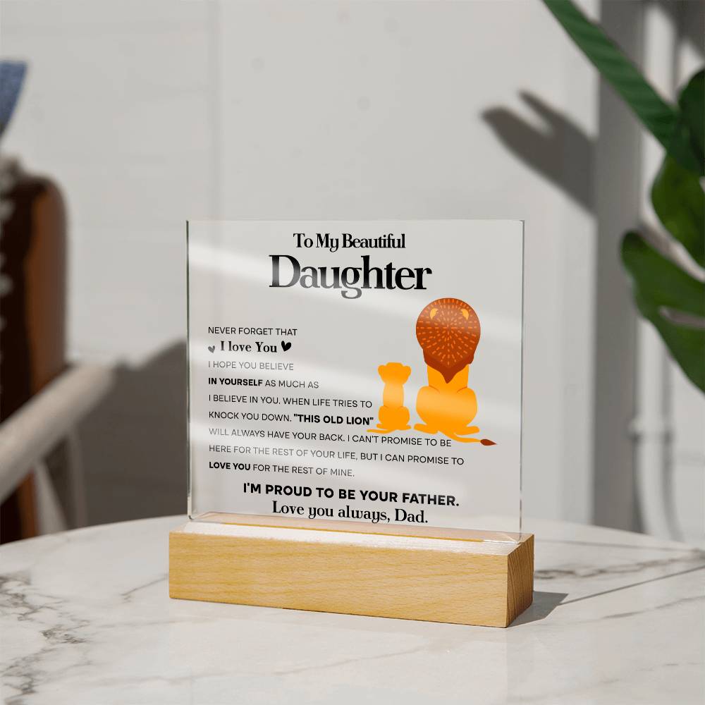 To My Beautiful Daughter, Acrylic Square Plaque