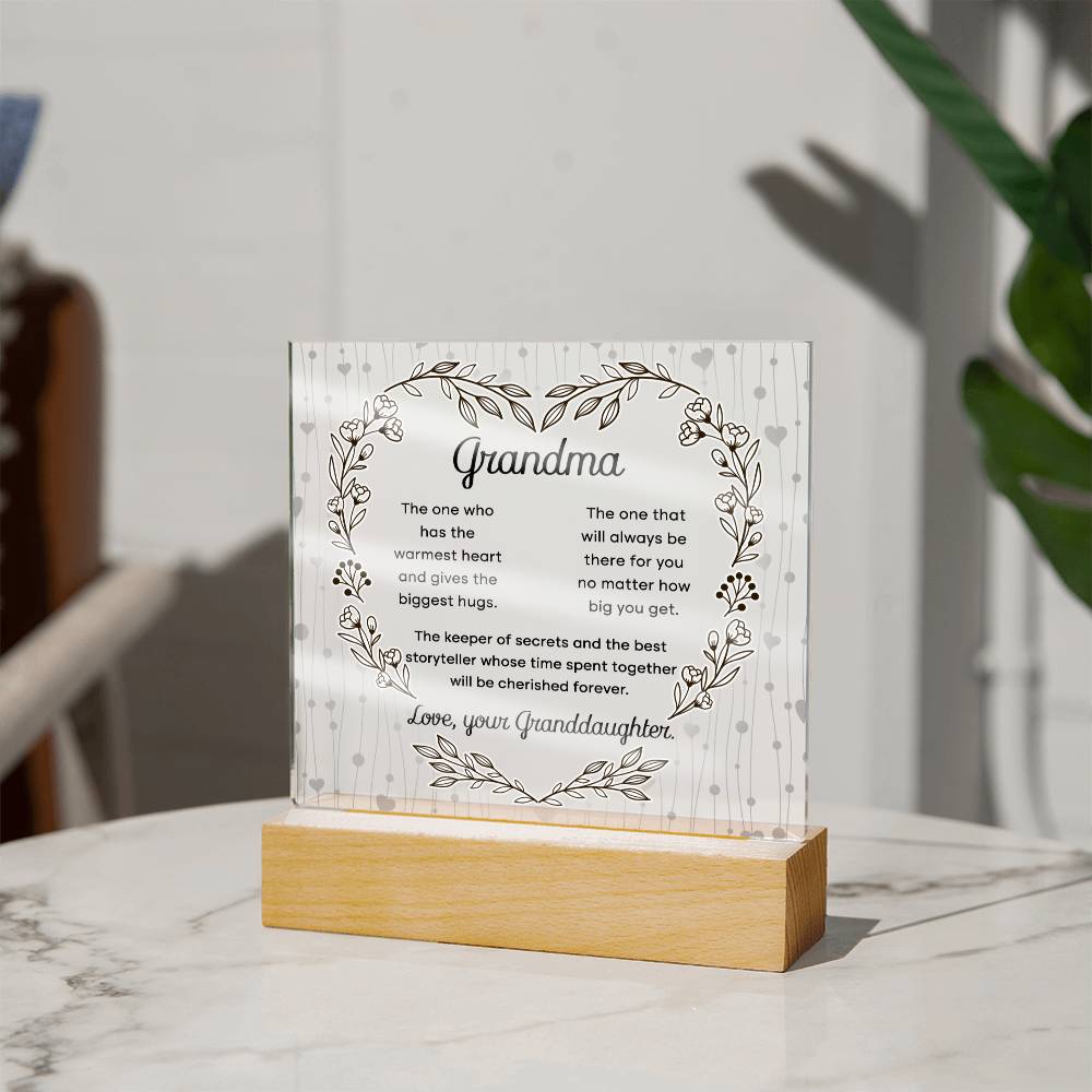 To My Grandma, Acrylic Square Plaque