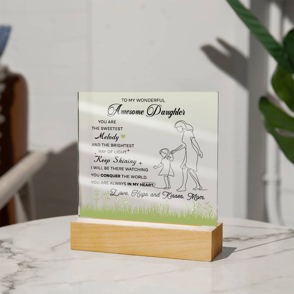 To My Wonderful Awesome Daughter, Acrylic Square Plaque