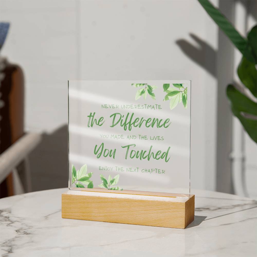 Enjoy The Next Chapter, Acrylic Square Plaque, Thank You Retirement Gift, For Colleague Coworker Retiring