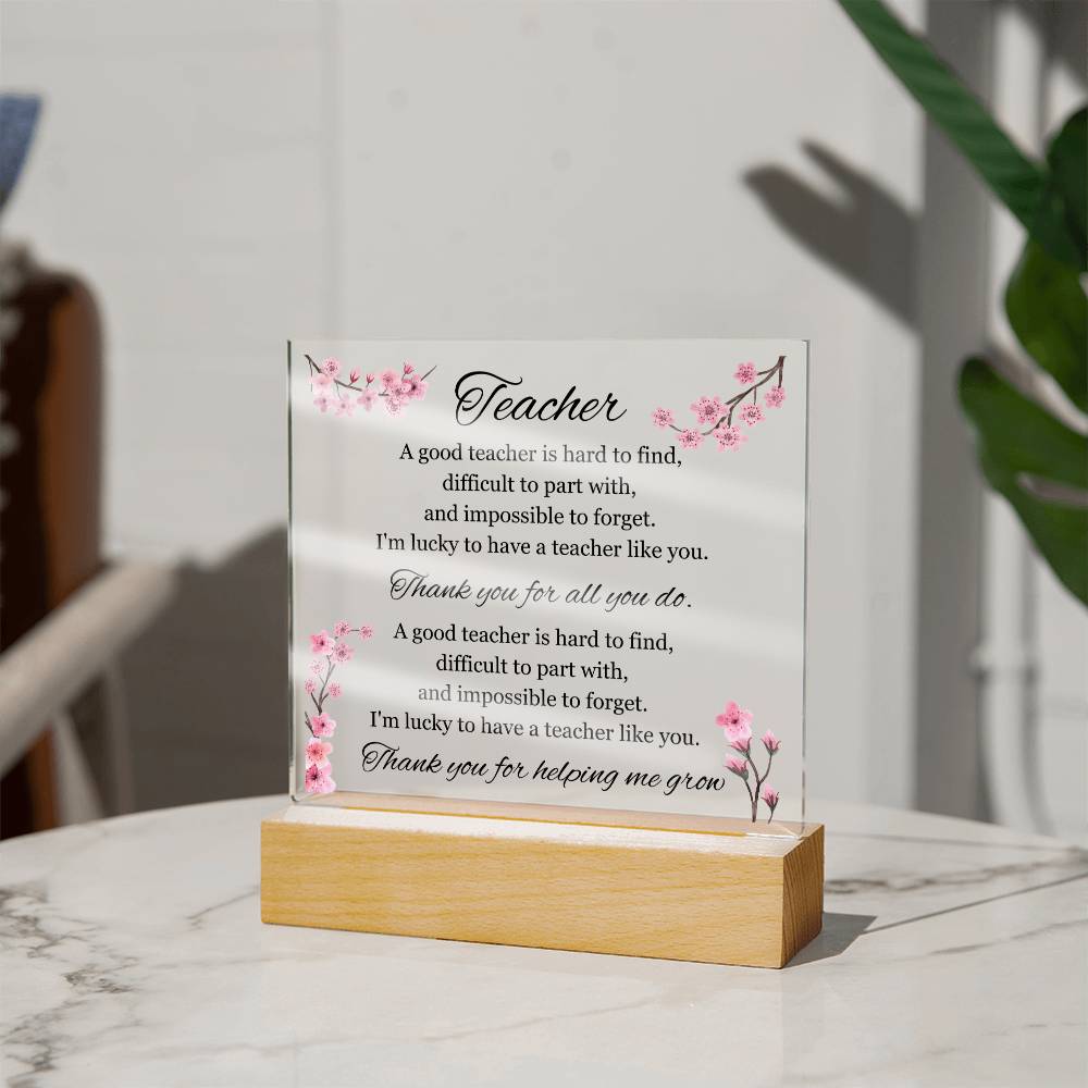 Teacher Appreciation Gift, Acrylic Square Plaque