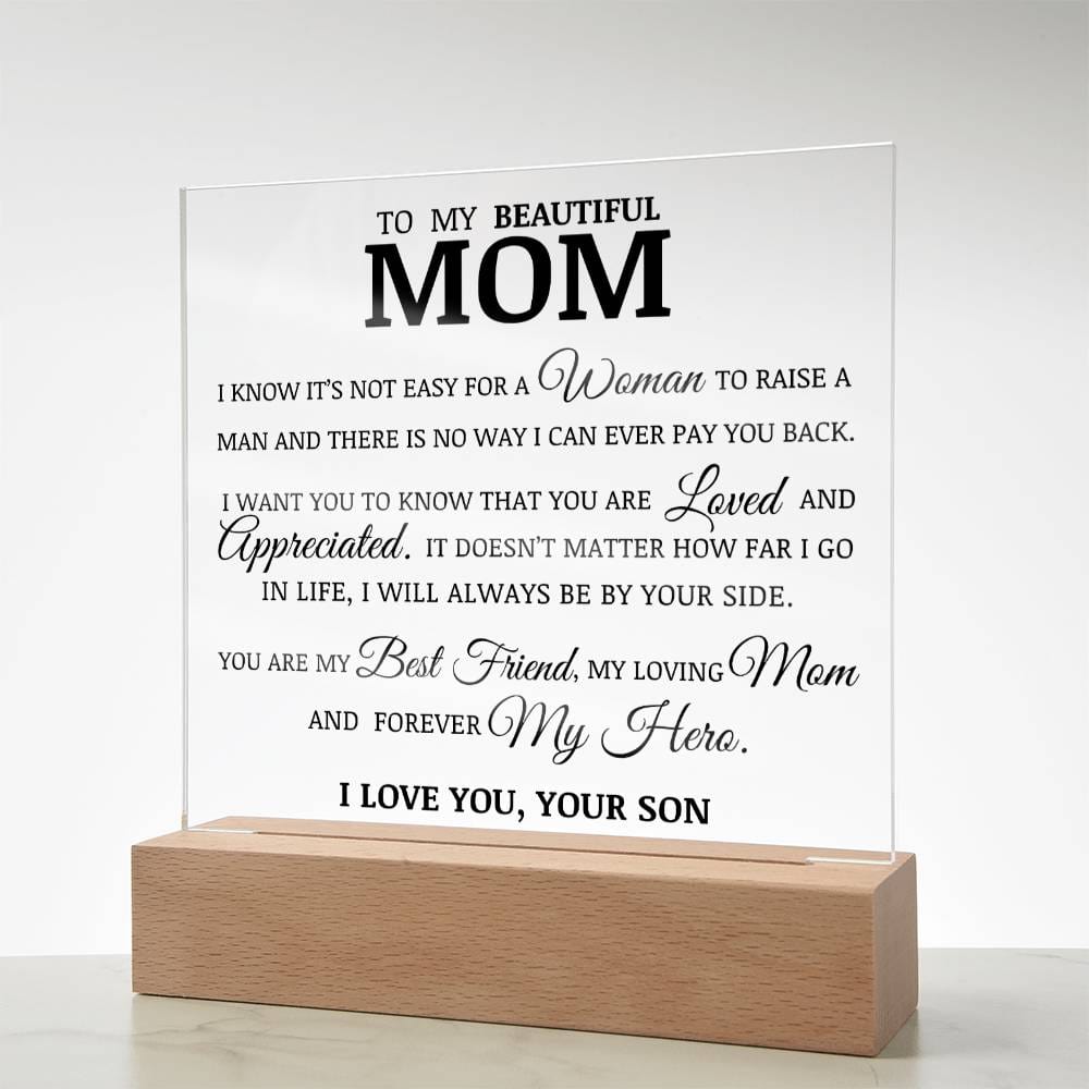 To My Beautiful Mom, Acrylic Plaque, To Mom from Son