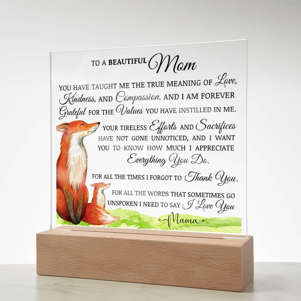 To My Beautiful Mom "I Love You" Acrylic Plaque