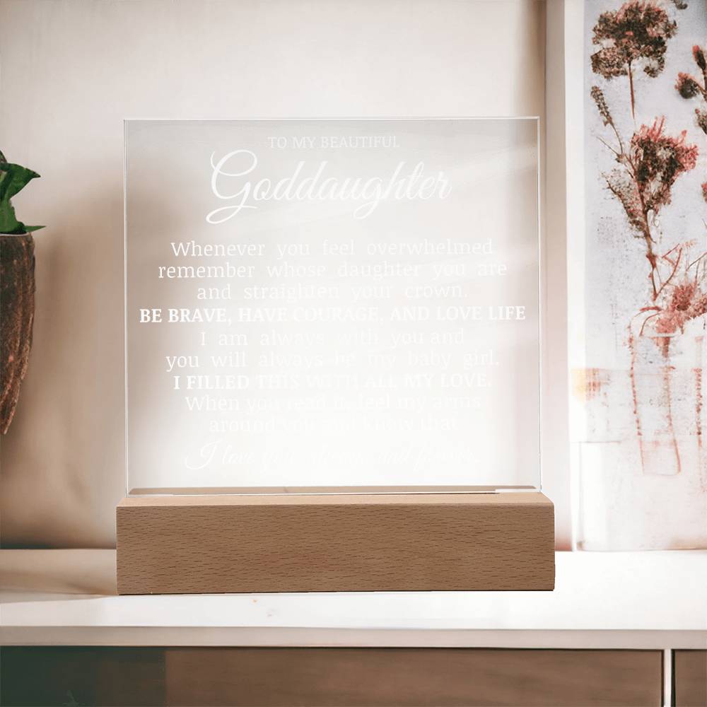 To My Beautiful Goddaughter, Straighten Your Crown, Acrylic Plaque
