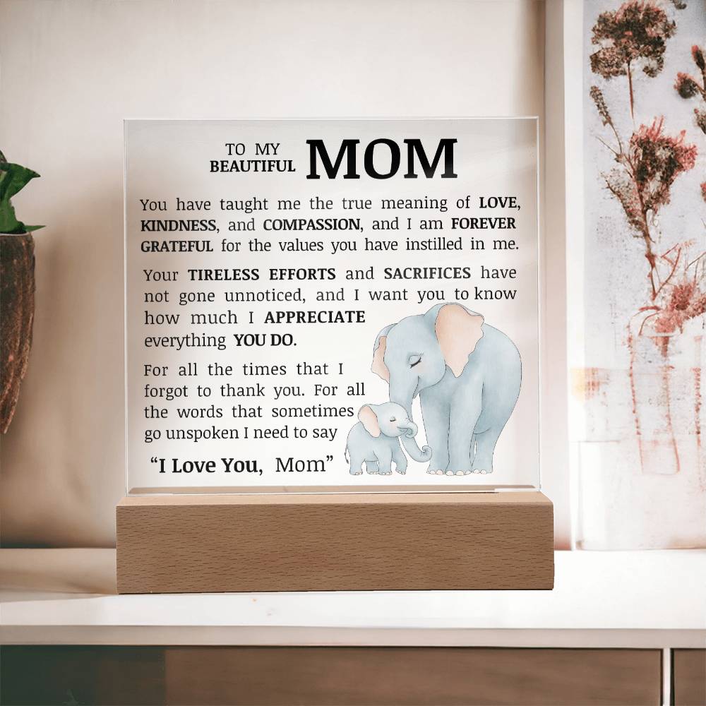 To My Beautiful Mom, Acrylic Plaque