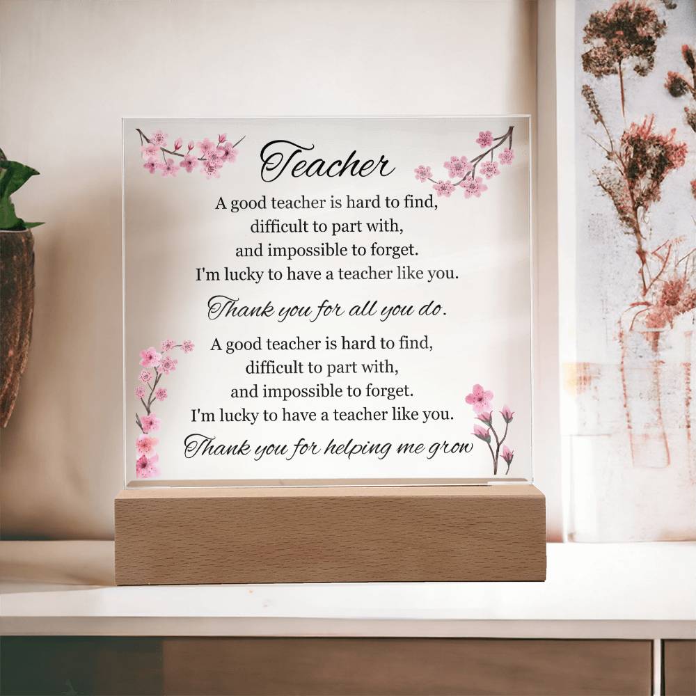 Teacher Appreciation Gift, Acrylic Square Plaque