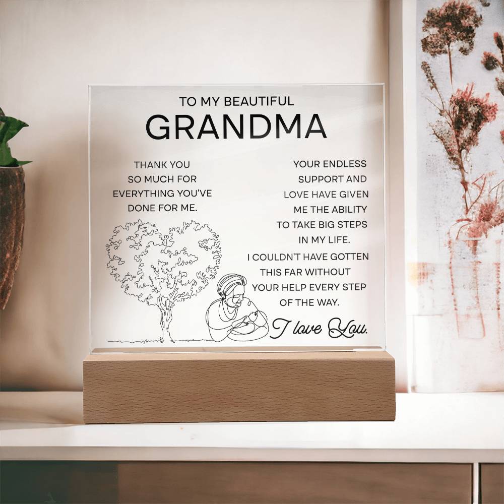 To My Beautiful Grandma Acrylic Square Plaque