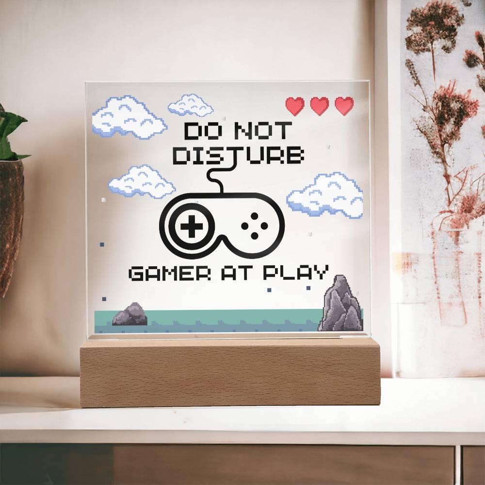 Do Not Disturb Gamer, Acrylic Plaque, Gift for Gamer Boyfriend Girlfriend Men Women, Unique Personalized Gift for Son Daughter Game Addicts, Wooden Base or LED Base
