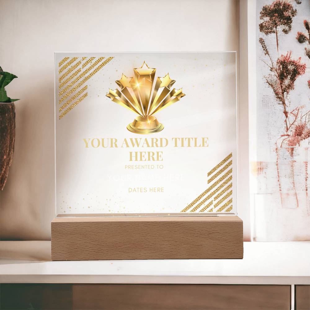 Customized Awards Acrylic Plaque, Company Business Awards for Employees Staffs Colleagues Coworkers, Unique Personalized Gift for Women and Men, Wooden Base or LED Base