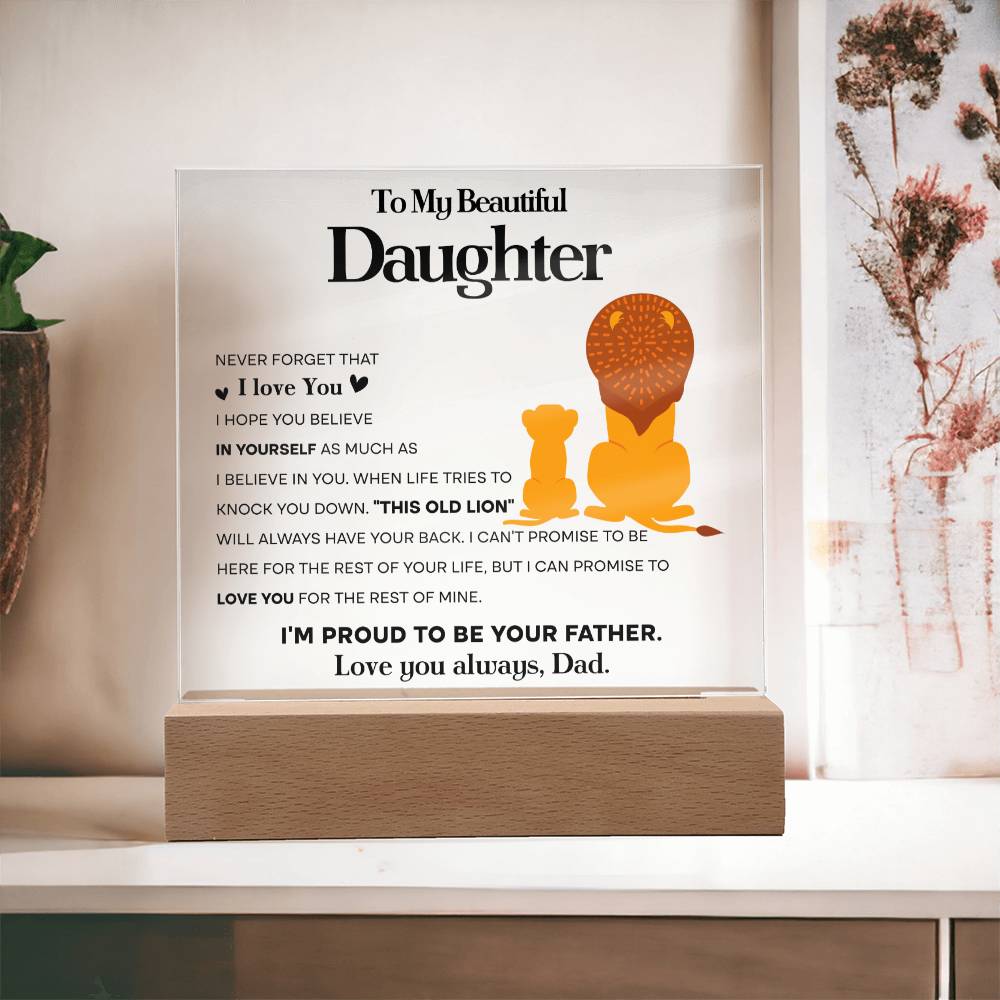 To My Beautiful Daughter, Acrylic Square Plaque