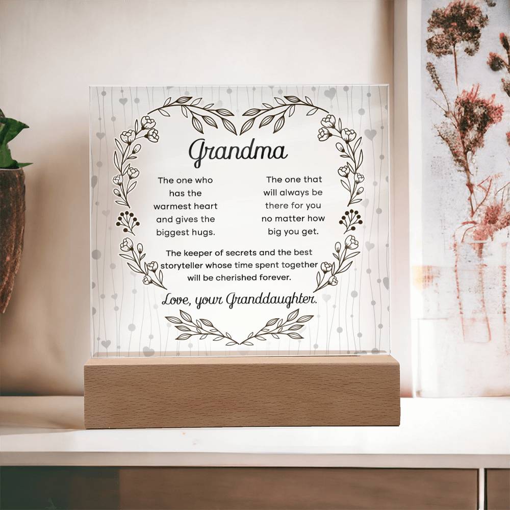 To My Grandma, Acrylic Square Plaque