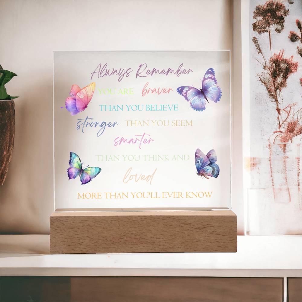 Inspirational Acrylic Plaque, Beautiful Motivational Quote with Butterfly Design