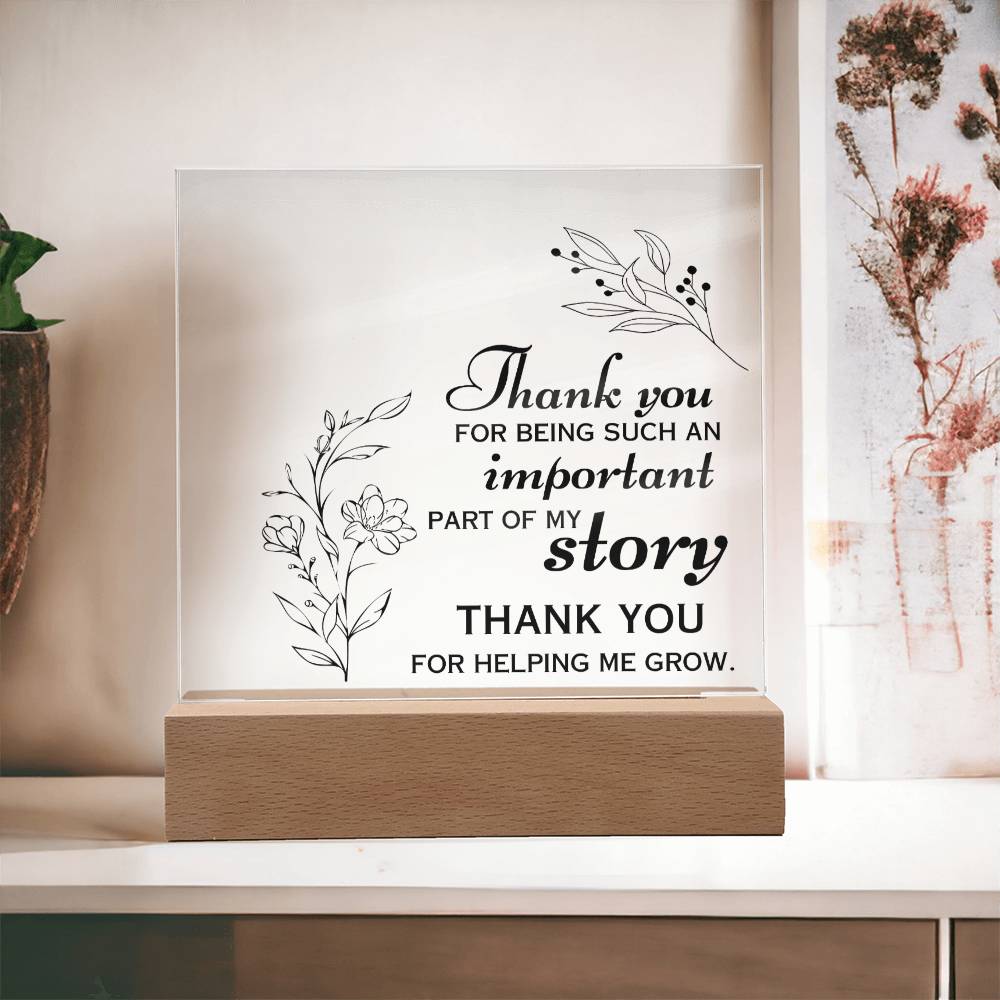 Thank You Gift, Appreciation For His or Her Help, Acrylic Square Plaque, Gift for Men or Women