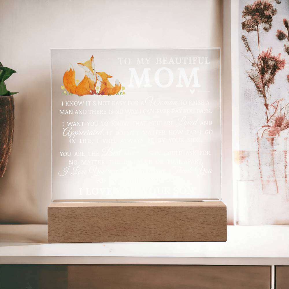 To My Beautiful Mom, Acrylic Plaque, To Mom from Son