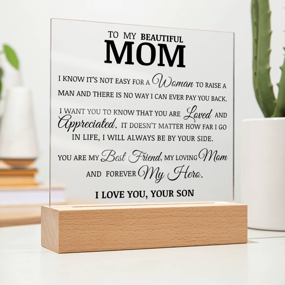 To My Beautiful Mom, Acrylic Plaque, To Mom from Son