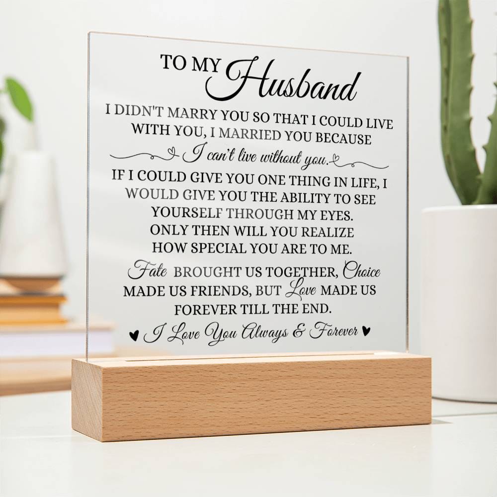 To My Husband "Fate Brought Us Together" Acrylic Plaque