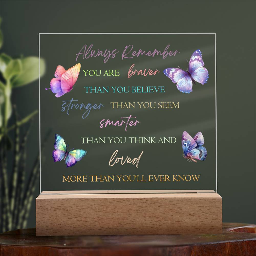 Inspirational Acrylic Plaque, Beautiful Motivational Quote with Butterfly Design
