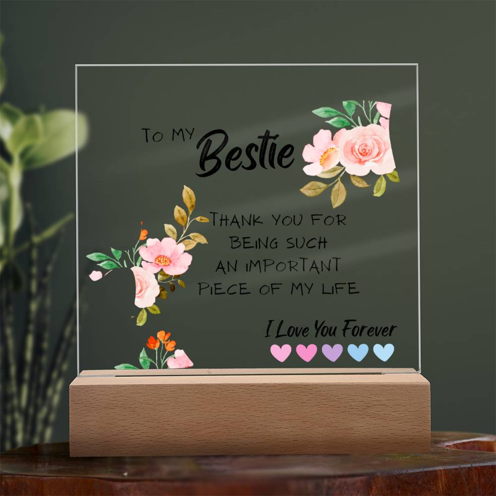 Bestie Gift, Thank You Best Friend Present, Acrylic Square Plaque, Unique Idea for Best Friend, Birthday Christmas Gift