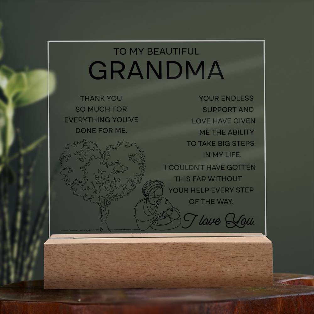 To My Beautiful Grandma Acrylic Square Plaque