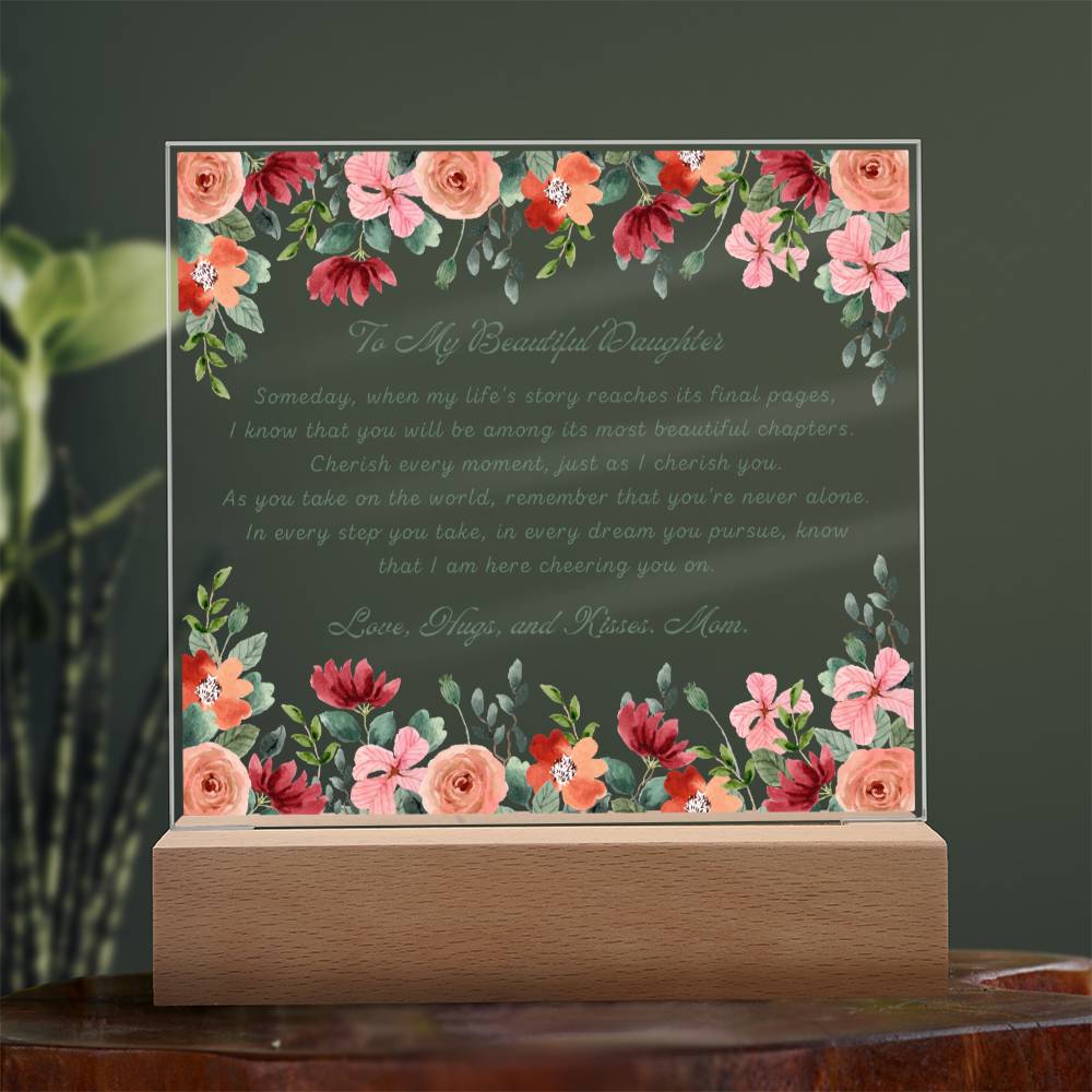 To My Beautiful Daughter Acrylic Plaque, Daughter Gift From Mom, Unique Inspirational Sentimental Gift for Her, Birthday Present Ideas, Home Decor