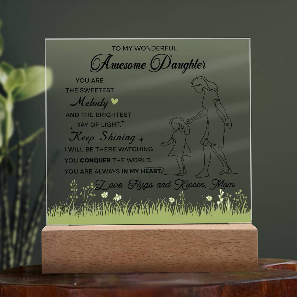 To My Wonderful Awesome Daughter, Acrylic Square Plaque