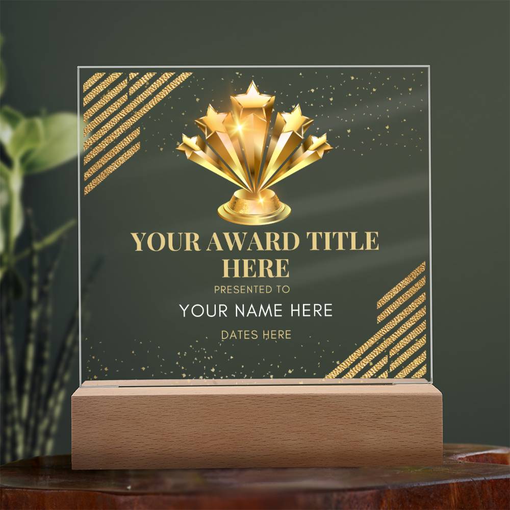 Customized Awards Acrylic Plaque, Company Business Awards for Employees Staffs Colleagues Coworkers, Unique Personalized Gift for Women and Men, Wooden Base or LED Base