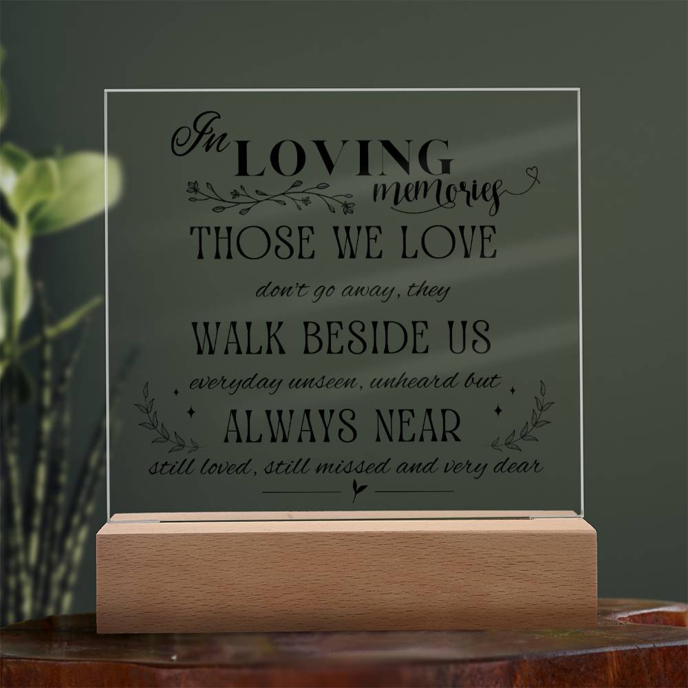 In Loving Memories, Acrylic Square Plaque, Condolences Gift, Grief Keepsake Sympathy Gift, Unique Gift Idea for Men or Women