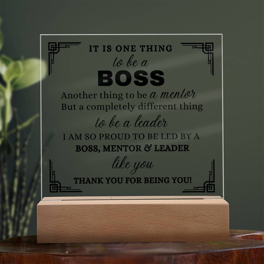 To My Mentor, Acrylic Square Plaque, Gift for Team Leader, Thank You Appreciation Gift for Boss Women or Men, Supervisor Manager Gift Idea, Wooden Base or LED Base