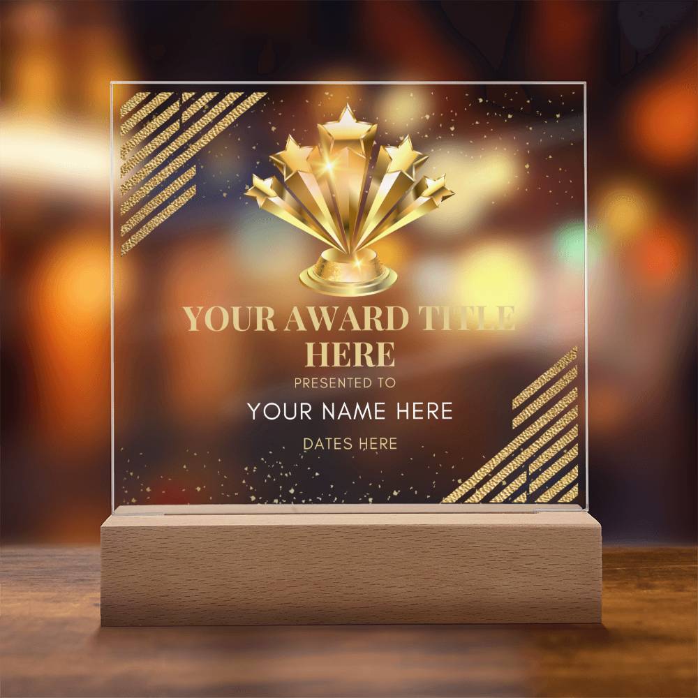 Customized Awards Acrylic Plaque, Company Business Awards for Employees Staffs Colleagues Coworkers, Unique Personalized Gift for Women and Men, Wooden Base or LED Base