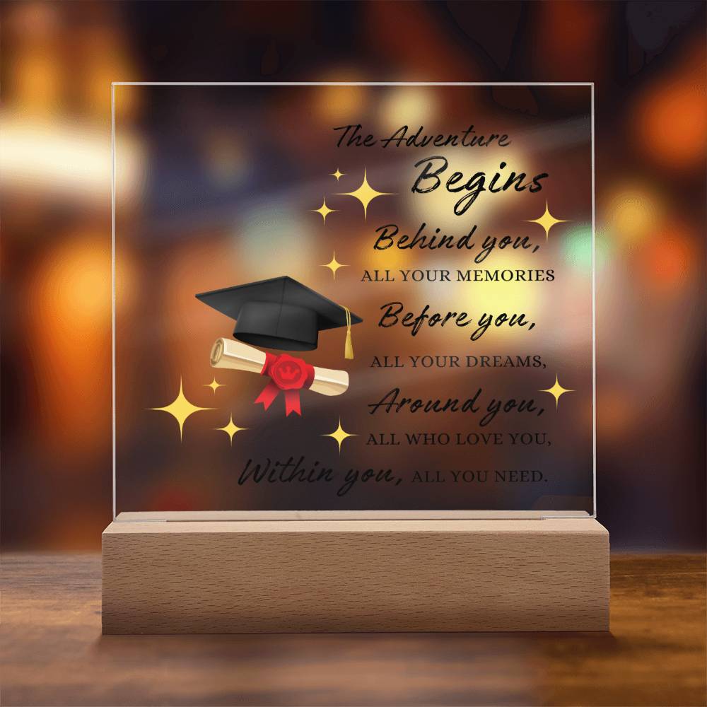 Graduation Gift for Her, Acrylic Square Plaque, High School College MBA Masters Bachelor Doctorate Degree Gift, Graduation Decor for Men or Women