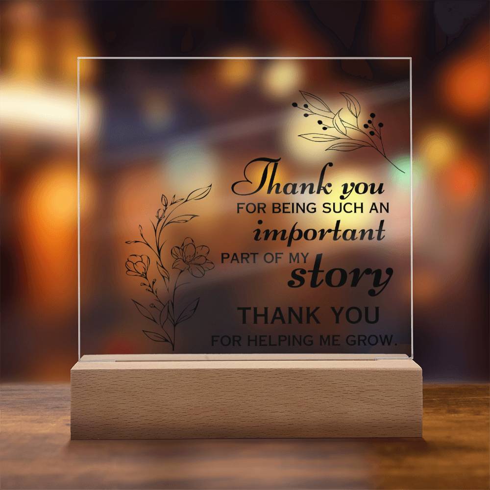 Thank You Gift, Appreciation For His or Her Help, Acrylic Square Plaque, Gift for Men or Women