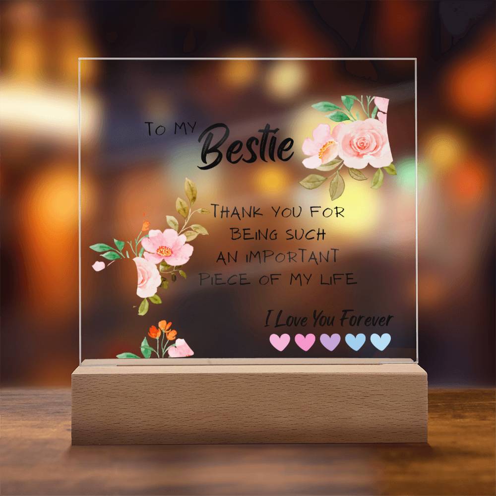 Bestie Gift, Thank You Best Friend Present, Acrylic Square Plaque, Unique Idea for Best Friend, Birthday Christmas Gift