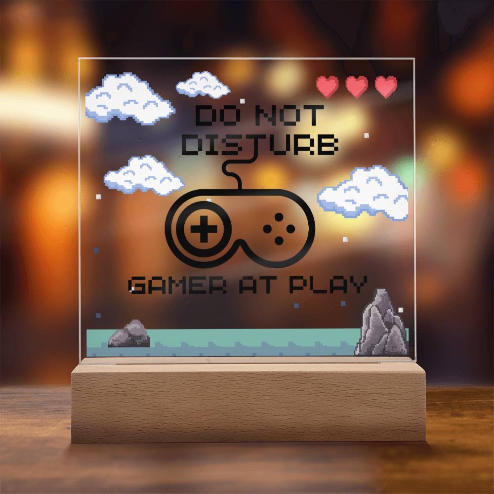 Do Not Disturb Gamer, Acrylic Plaque, Gift for Gamer Boyfriend Girlfriend Men Women, Unique Personalized Gift for Son Daughter Game Addicts, Wooden Base or LED Base