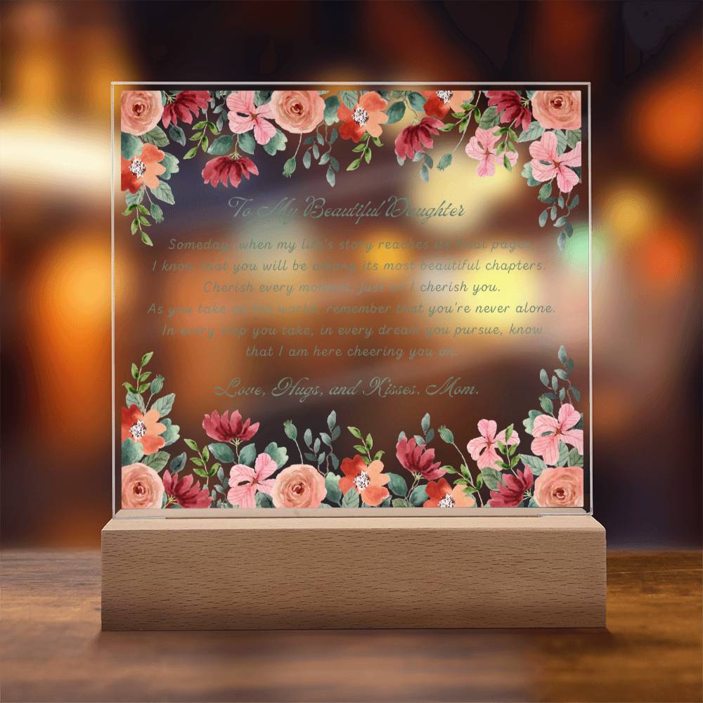 To My Beautiful Daughter Acrylic Plaque, Daughter Gift From Mom, Unique Inspirational Sentimental Gift for Her, Birthday Present Ideas, Home Decor